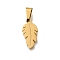 304 Stainless Steel Pendants, Laser Cut, Ion Plating(IP), Feather, Golden, 18x9x1mm, Hole: 7.5x3.5mm