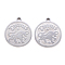 Non-Tarnish 201 Stainless Steel Pendants, Flat Round with Twelve Constellation, Laser Cut, Stainless Steel Color, Taurus, 25x22x1.5mm, Hole: 2mm