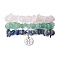 3Pcs 3 Styles Natural Green Aventurine & Rose Quartz & Lapis Lazuli Chips Stretch Bracelets Sets, Stackbale Bracelets with 304 Stainless Steel Charms, Pisces, Inner Diameter: 2-1/8 inch(5.5cm), 1Pc/style