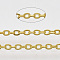 Brass Coated Iron Cable Chains, Soldered, with Spool, Flat Oval, Golden, 2.2x1.7x0.3mm, about 39.37 Feet(12m)/roll