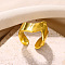 Simple Style 304 Stainless Steel Cuff Rings, for Women, Golden, Inner Diameter: 18mm
