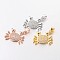 Crab Brass Micro Pave Cubic Zirconia Charms, Lead Free & Nickel Free, Mixed Color, 15x20x4mm, Hole: 3x3mm