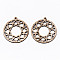 Unfinished Hollow Wood Big Pendants, Undyed, Laser Cut Wood Shapes, Flat Round, Antique White, 54x49.5x2.5mm, Hole: 2mm