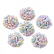 Glass Seed Beaded Cabochons, Cluster Beads, with Golden Plated Iron Perforated Disc Settings, Half Round, Colorful, 19.5x9mm