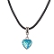 Heart with Fish Scale Shape 304 Stainless Steel with Resin Pendant Necklaces, with Imitation Leather Cords, Deep Sky Blue, 17.52 inch(44.5cm)