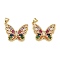 Brass Micro Pave Cubic Zirconia Pendants, Cadmium Free & Lead Free, Butterfly, Real 18K Gold Plated, 20.5x25x3mm, Hole: 4x3mm
