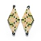 MIYUKI & TOHO Handmade Japanese Seed Beads Links, Loom Pattern, Rhombus, Light Khaki, 40~41.5x16~16.7x1.7~1.8mm, Hole: 1.4~1.5mm