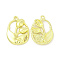 Rack Plating Alloy Pendants, Cadmium Free & Nickel Free & Lead Free, Oval with Flower Charms, Light Gold, 23x16.5x3mm, Hole: 1.6mm