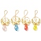 Electroplated Synthetic Non-magnetic Hematite & Teardrop Glass Big Pendants, Musical Note Charms, Golden Plated, Mixed Color, 61x24x10mm, Hole: 16.5x8.5mm