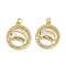 Brass Micro Pave Clear Cubic Zirconia Pendants, Cadmium Free & Lead Free, with Shell, Jump Rings, Real 18K Gold Plated, Dolphin, 21x18x3mm, Hole: 3.5mm
