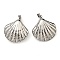 Non-Tarnish 304 Stainless Steel Pendants, Shell Charm, Stainless Steel Color, 36x32x12mm, Hole: 5x8mm