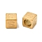 304 Stainless Steel European Beads, Large Hole Beads, Cube with Letter, Golden, Letter S, 7x7x7mm, Hole: 5.5mm