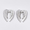 Brass Pendants, with Crystal Rhinestone, Cadmium Free & Nickel Free & Lead Free, Wing, Platinum, 32x28x7mm, Hole: 1.2mm