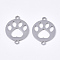 Tarnish Resistant 201 Stainless Steel Links connectors, Laser Cut Links, Flat Round with Paw Print, Stainless Steel Color, 20x15.5x1mm, Hole: 1.6mm