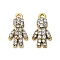 304 Stainless Steel Charms, with Crystal Rhinestone, Golden, Human, 12.5x7x3mm, Hole: 1.2mm
