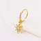 Brass Micro Pave Clear Cubic Zirconia Dangle Hoop Nose Rings, Golden, Star, 10mm