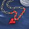 Heart Brass Red Enamel Pendant Necklaces for Women, Cadmium Free & Lead Free, Long-Lasting Plated, Rack Plating, Real 18K Gold Plated, 17.87 inch(45.4cm)