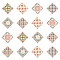 24Pcs 6 Style Opaque Embossed Printed Acrylic Pendants, Rhombus with Pattern, Colorful, 41x41x2.5mm, Hole: 1.5mm, 4pcs/style