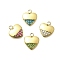 304 Stainless Steel Pendants, with Rhinestone, Ion Plating(IP), Heart, Real 14K Gold Plated, Mixed Color, 12x10x2mm, Hole: 1.8mm