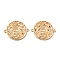 Brass Micro Pave Colorful Cubic Zirconia Hollow Connector Charms, Flat Round Links, Cadmium Free & Nickel Free & Lead Free, Real 18K Gold Plated, 28x35x2mm, Hole: 1.6mm