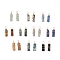 20Pcs 10 Styles Natural Mixed Stone Copper Wire Wrapped Pendants, Rectangle Charms, Golden, Mixed Dyed and Undyed, 18~19x5.5~6x5.5~6mm, Hole: 3mm, 2pcs/style