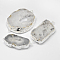 Electroplated Natural & Dyed Druzy Agate Links connectors, with Silver Color Plated Brass Findings, Rectangle, Gainsboro, 29~69x24~52x11mm, Hole: 3mm