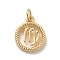 Brass Charms, Cadmium Free & Lead Free, Real 18K Gold Plated, Ring with Twelve Constellations, Virgo, 14.5x12x2mm, Hole: 3.4mm