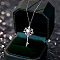Key 925 Sterling Silver Micro Pave Cubic Zirconia Pendant Necklaces, Platinum, Clear AB, 15.75 inch(40cm)