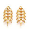 Brass Micro Pave Cubic Zirconia Pendants, Leaf Charms, Real 18K Gold Plated, 19x8.5x3mm, Hole: 1.2mm