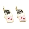 Brass Enamel Pendants, with Jump Rings, Chocolate Charms, Rack Plating, Real 18K Gold Plated, Lead Free & Cadmium Free, Long-Lasting Plated, Colorful, 19x13x1.8mm, Hole: 3.3mm