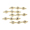 Brass Micro Pave Clear Cubic Zirconia Connector Charms, with Enamel, 3 Evil Eye Links, Real 18K Gold Plated, Cadmium Free & Nickel Free & Lead Free, Royal Blue, 63x10x3.8mm, Hole: 1.4mm