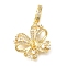 Brass Micro Pave Clear Cubic Zirconia European Dangle Charms Bails, Peg Bails, for Half Drilled Beads, Cadmium Free & Nickel Free & Lead Free, Butterfly Charms, Real 18K Gold Plated, Tray: 5mm, 32x20.5x6mm, Hole: 4.5x5.5mm, Pin: 0.7mm