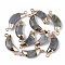 Natural Labradorite Links connectors, with Both Ends Golden Plated Iron Loops, Faceted, Moon, 27~31x10x5~6mm, Hole: 2mm