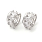 Platinum Plated Brass Cuff Earrings with Rhinestone for Women, Crystal, 15x16x9mm