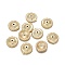 Brass Bead Caps, Apetalous, Flat Round, Real 18K Gold Plated, 8x2mm, Hole: 0.9mm