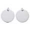 Anti-Tarnish 304 Stainless Steel Pendants, with Jump Ring, Manual Polishing, Flat Round Charm, Stamping Blank Tag, Stainless Steel Color, 20x1.5mm, Hole: 3.5mm