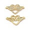 Brass Micro Pave Clear Cubic Zirconia Connector Charms, Heart Links with Wing, Real 18K Gold Plated, Cadmium Free & Nickel Free & Lead Free, 14.3x27.3x3.5mm, Hole: 1.2mm