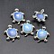 Tortoise Platinum Plated Brass Opalite Pendants, Cadmium Free & Lead Free, 27x21x7mm, Hole: 3x5mm