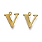 PVD Vacuum Plating  304 Stainless Steel Charms, Laser Cut, Alphabet, Antique Bronze, Letter.V, 12x10x0.8mm, Hole: 1mm