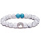Howlite and Synthetic Turquoise Bead Stretch Bracelets for Women Men, Heart & Paw Print, 7-1/8 inch(18cm)
