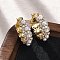 Flower Brass ABS Imitation Pearl Hoop Earrings, Lead Free & Cadmium Free, Long-Lasting Plated, Rack Plating, Real 18K Gold Plated, 25x7mm