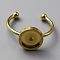 304 Stainless Steel Cuff Ring Components, with 201 Stainless Steel Tray and Beads, Golden, US Size 8 1/4(18.3mm), Tray: 8mm
