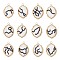 12Pcs Glass Seed Beaded Twelve Constellations Pendants, Mixed Shapes, with 304 Stainless Steel Jump Ring, Real 18K Gold Plated, White, 27x20x1.5mm, Hole: 2.5mm
