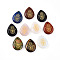 Natural & Synthetic Mixed Stone Pendants, Teardrop Charms with Golden Metal Enlaced Hamsa Hand, 32.5~33.5x24.5~25.5x7~8mm, Hole: 2mm