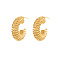 304 Stainless Steel Wire Spiral Stud Earrings, Half Hoop Earrings, Golden, 33.4x29.3mm