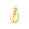 Brass Pendants, Cadmium Free & Lead Free, Shell Shape, with Jump Ring, Real 16K Gold Plated, 20.5x11x3mm, Hole: 3.4mm