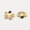 5-Petal Grade AAA Brass Bead Caps, Cadmium Free & Nickel Free & Lead Free, Flower, Golden, 8x2mm, Hole: 1mm