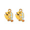 304 Stainless Steel Enamel Pendants, Vacuum Plating, Real 18K Gold Plated, Fish, Yellow, 15x16x5mm, Hole: 2.5mm