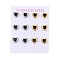 Ion Plating(IP) 304 Stainless Steel Heart Stud Earrings, with Micro Pave Cubic Zirconia, Golden & Stainless Steel Color, Black, 10x9mm