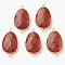 Natural Red Jasper Links, with Light Gold Plated Edge Brass Loops, Oval, Faceted, 38x22.5x6mm, Hole: 2mm